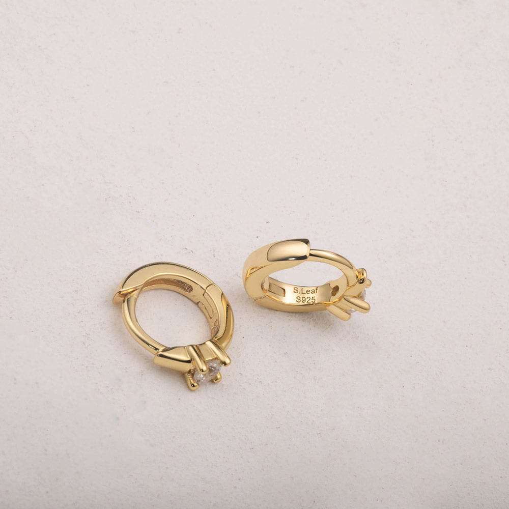 s925 tiny CZ hoop earrings gold
