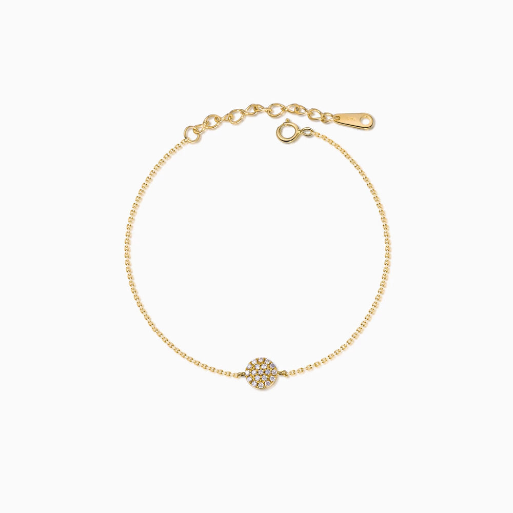 Sparkly Cubic Zirconia Disc Bracelet Gold