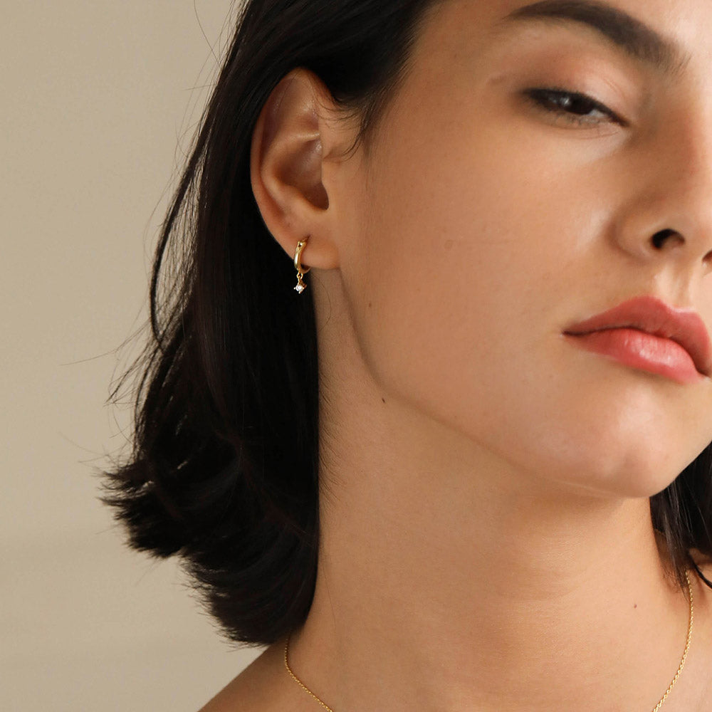 Dainty tiny CZ hoops earrings gift for her