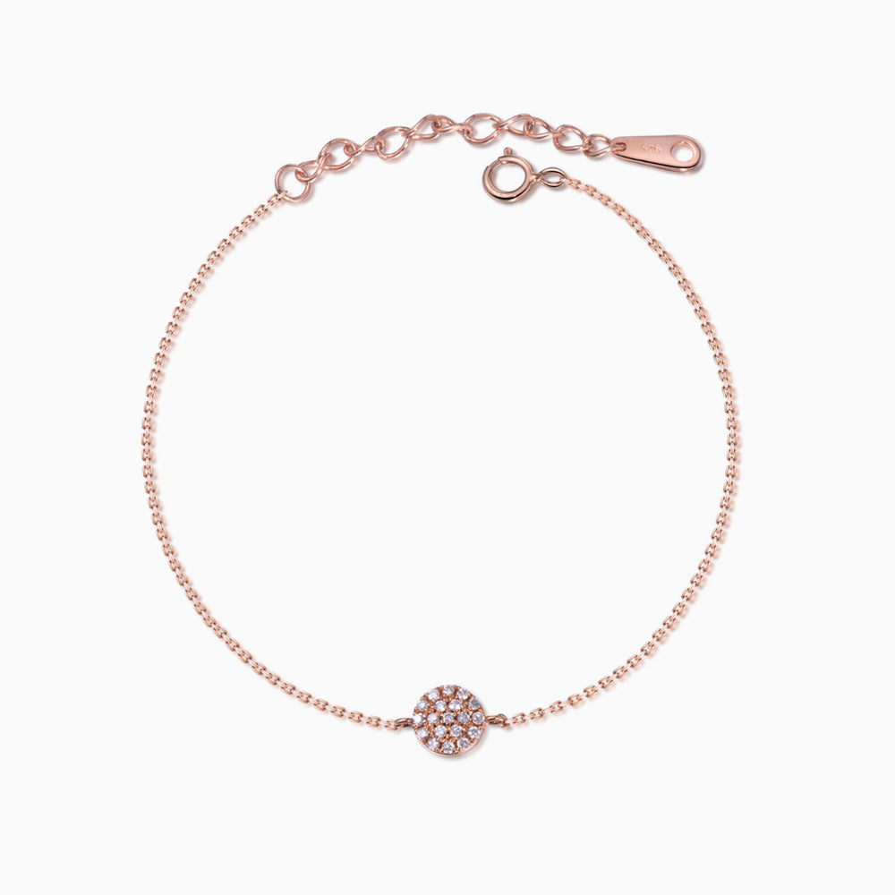 CZ disc bracelet rose gold