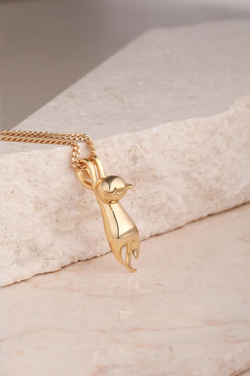 S.Leaf 925 Sterling Silver Swing Cat Necklace