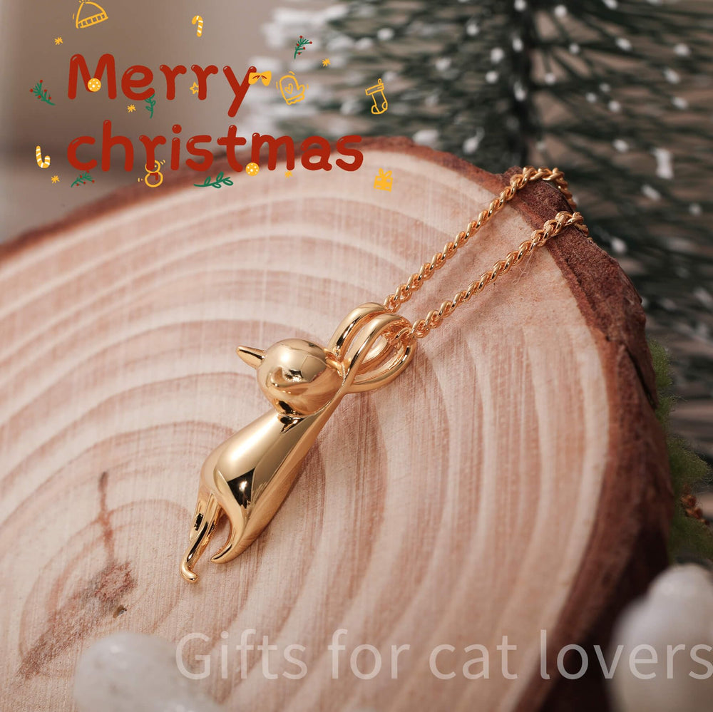 S.Leaf 925 Sterling Silver Swing Cat Necklace