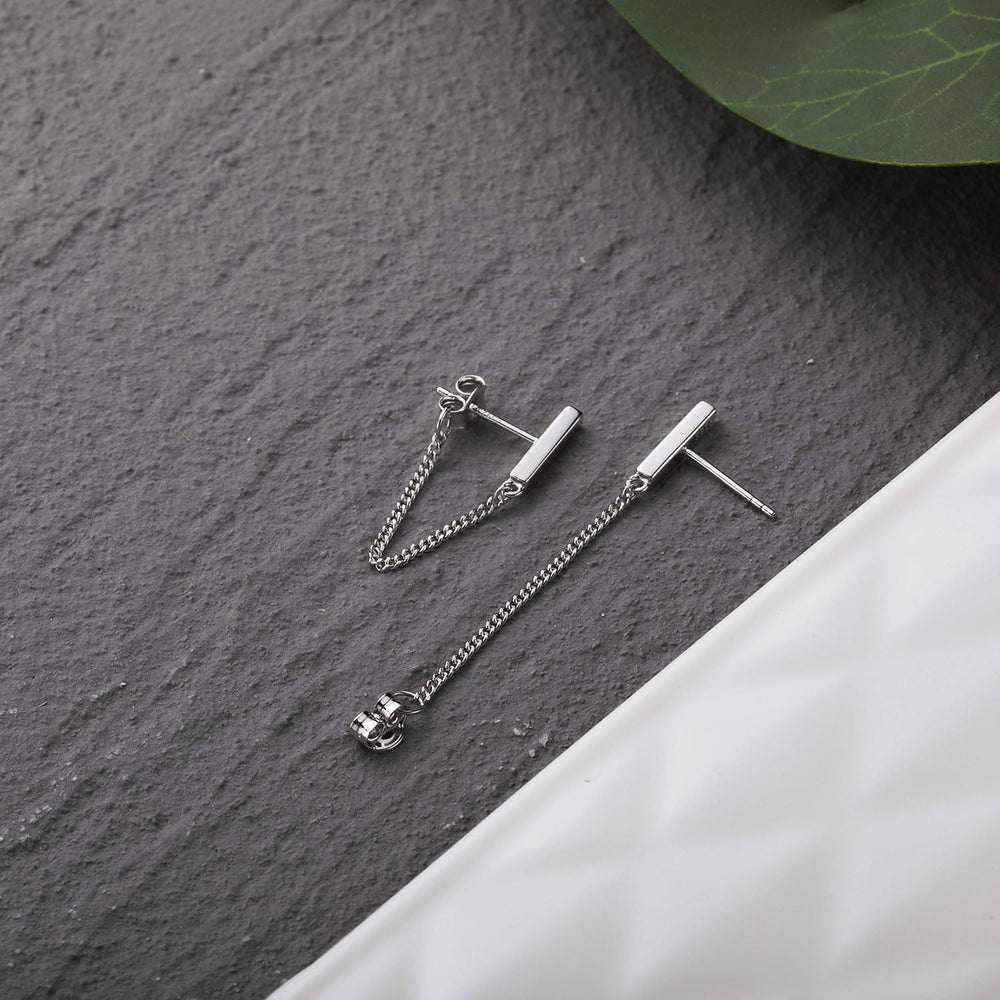 Bar with Chain Dangle Earrings