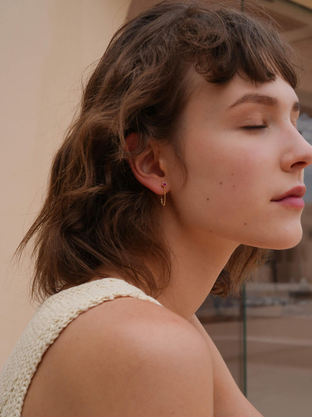 S.Leaf 925 Sterling Silver 18Karat Gold Plated Chain Earrings