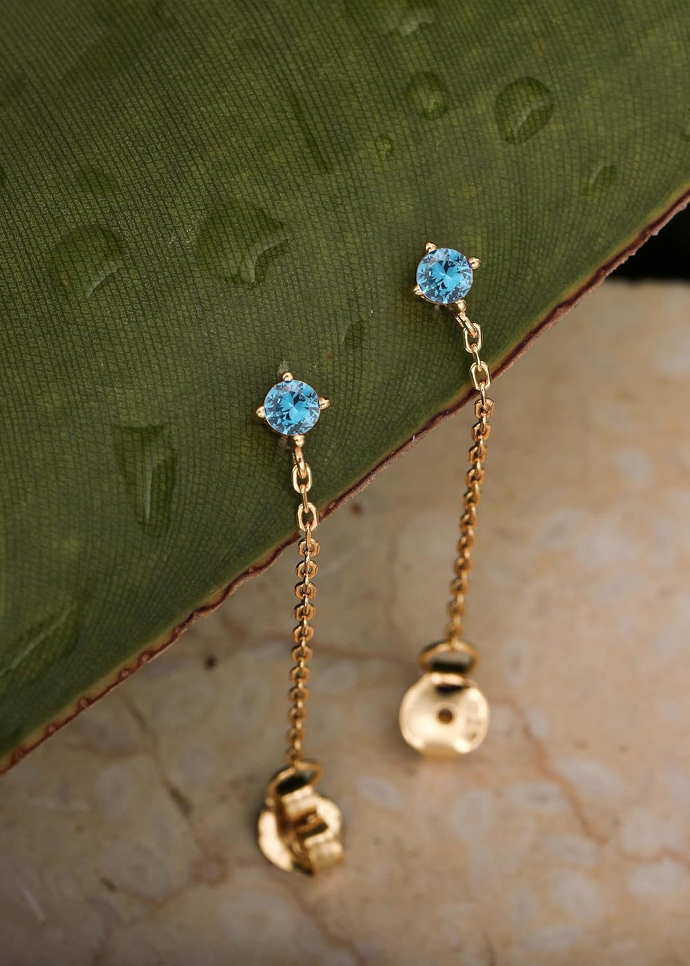 S.Leaf 925 Sterling Silver 18Karat Gold Plated Chain Earrings