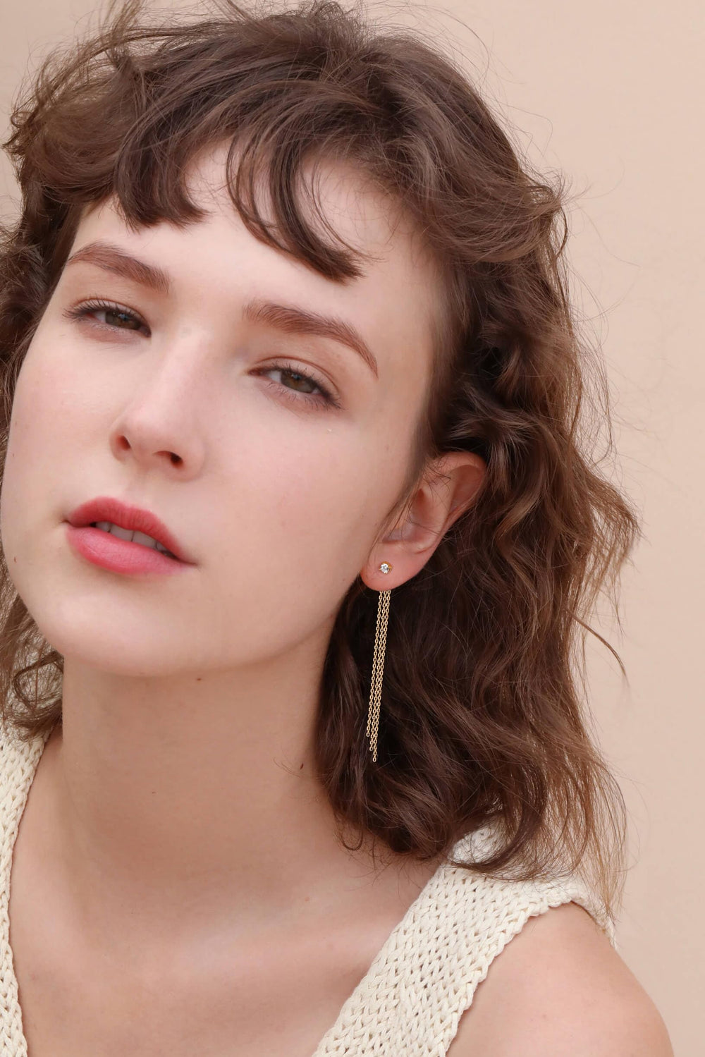 S925 Sterling Silver Through Tassel Chain Earrings