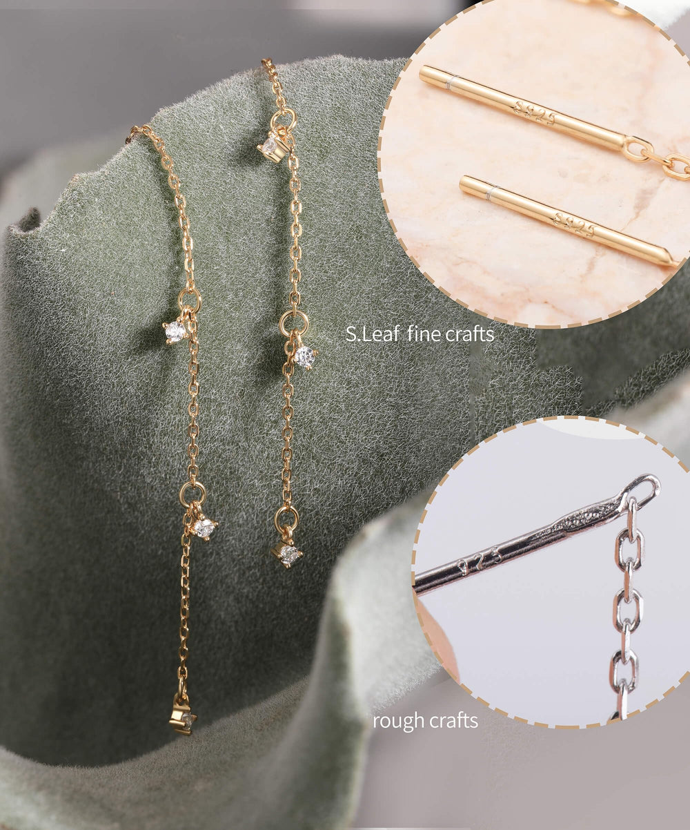 S.Leaf S925 Sterling Silver Threader Chain Earrings