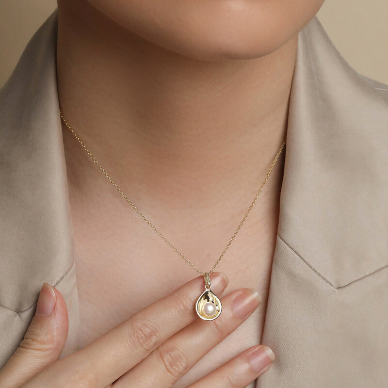 Natural Pearl Shell Pendant Necklace 925 Sterling Silver
