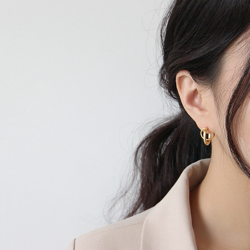 Planetary Trajectory Matte Stud Earrings Gold