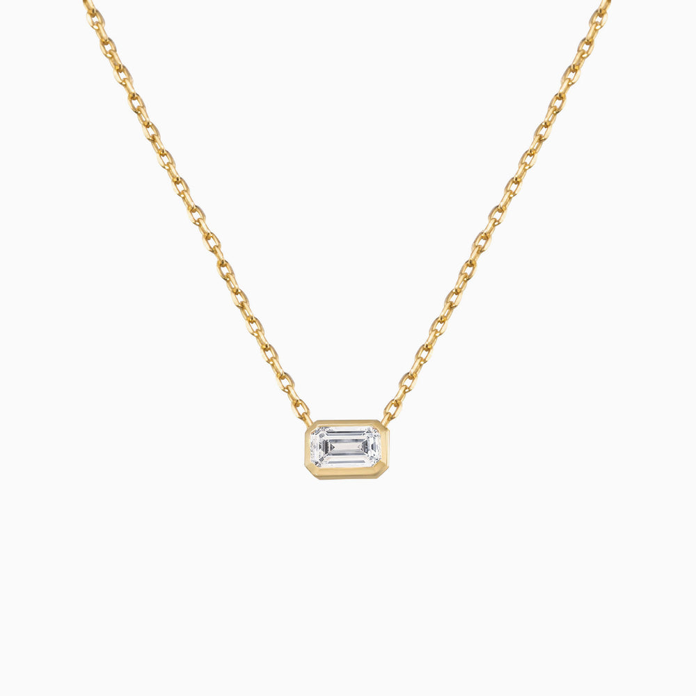 Shining Gold Tiny Princess Cut Cubic Zirconia Necklace