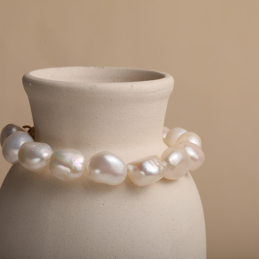 Natural Freshwater Baroque Pearl Bracelet Sterling Silver