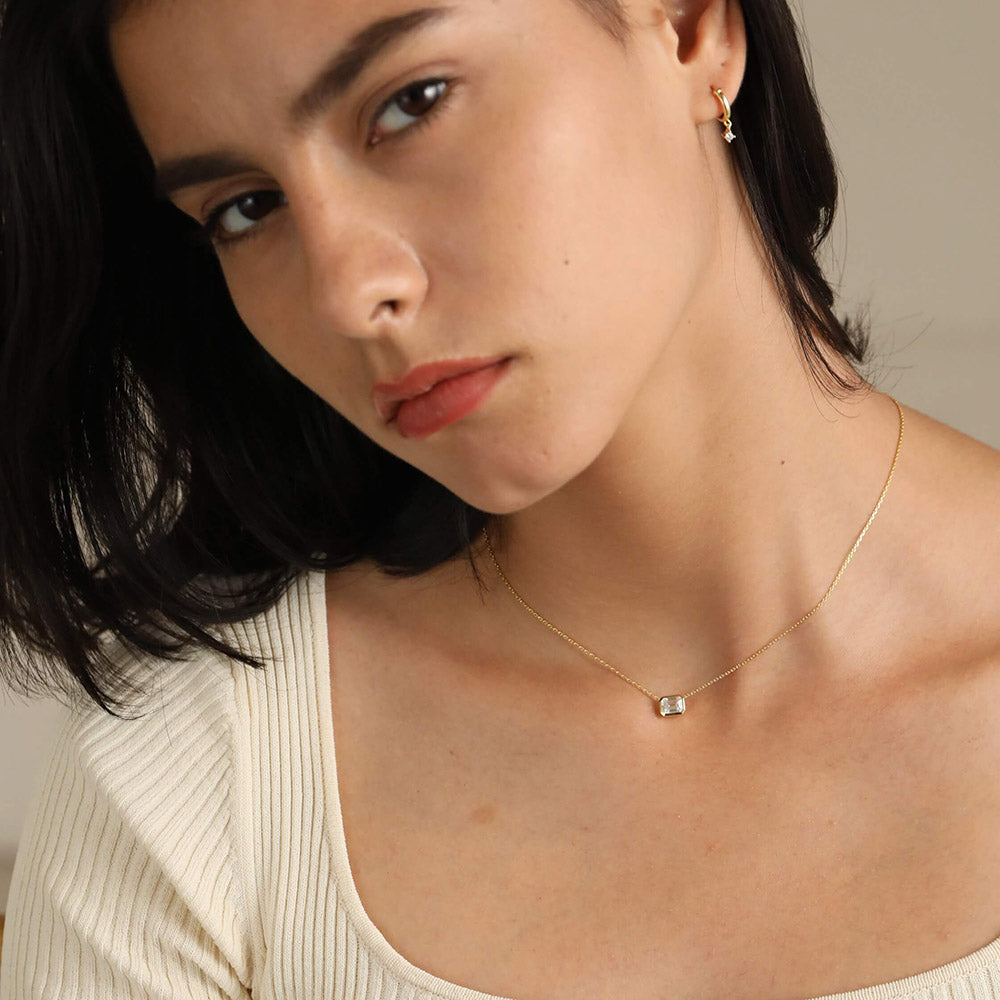 Minimalist gold cubic zircon necklace gift ideas