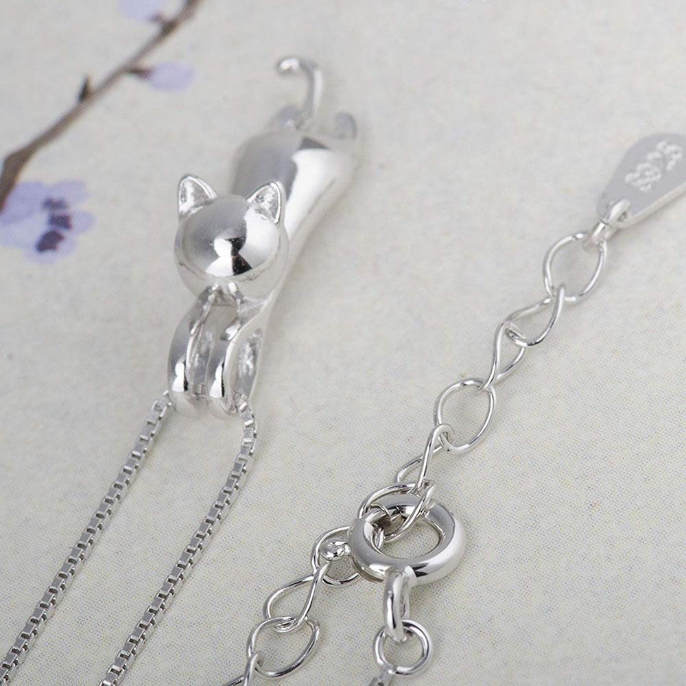 Sterling Silver Cat Necklace Cat Pendant Necklace for Women