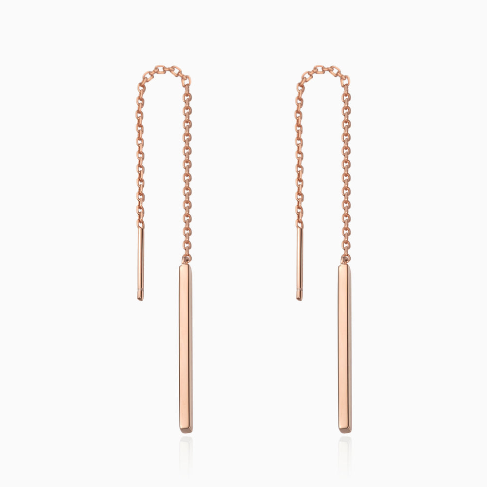 Bar Threader Earrings rose gold