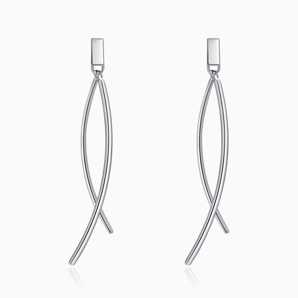 Minimalist Fishtail Dangle Earrings sterling slver