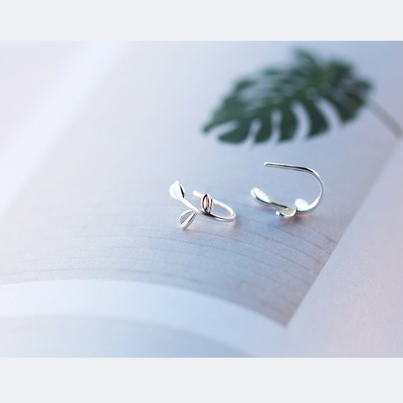 Leaf Hook Earrings Sterling Silver