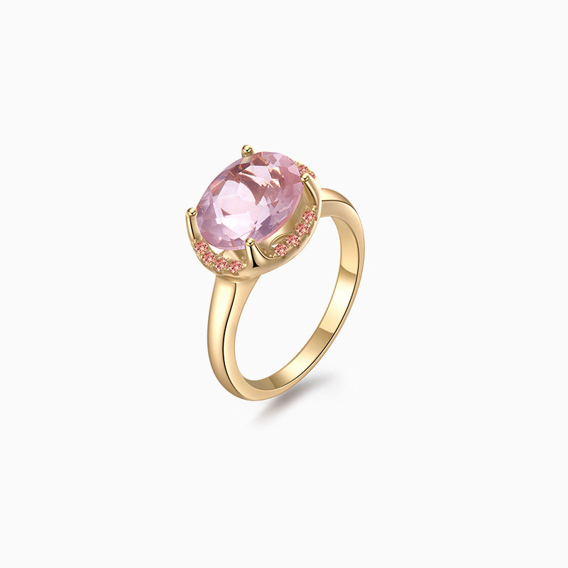 Natural Rose Quartz Ring gold