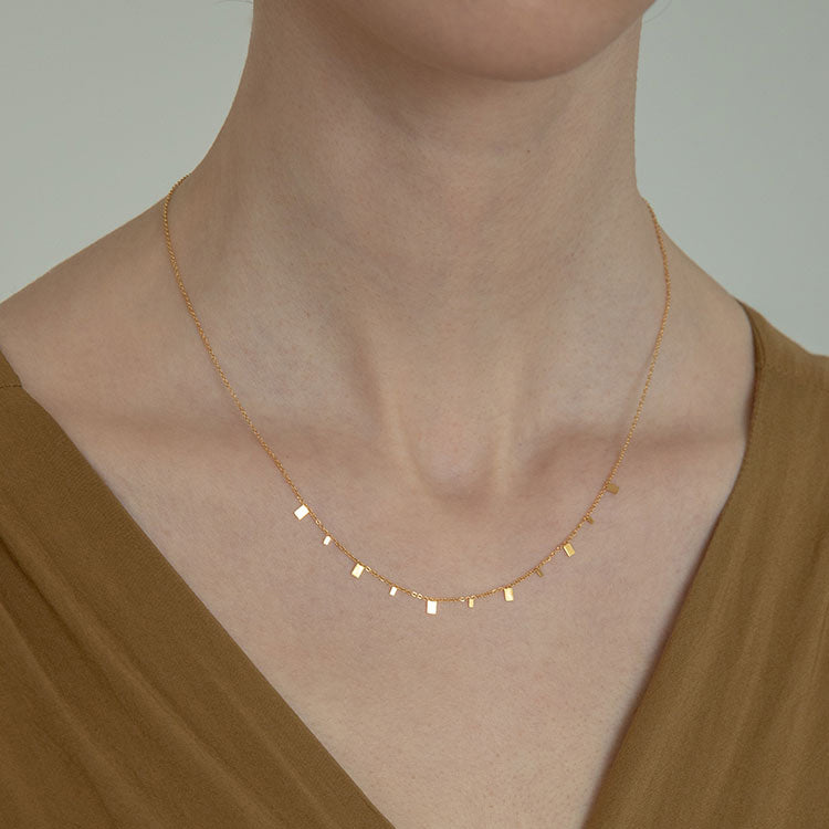 square glitter Clavicle Chain Choker gold