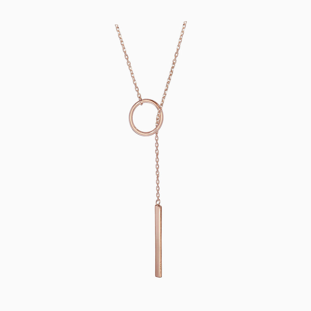 Lariat Bar Karma Open Circle Necklace rose gold