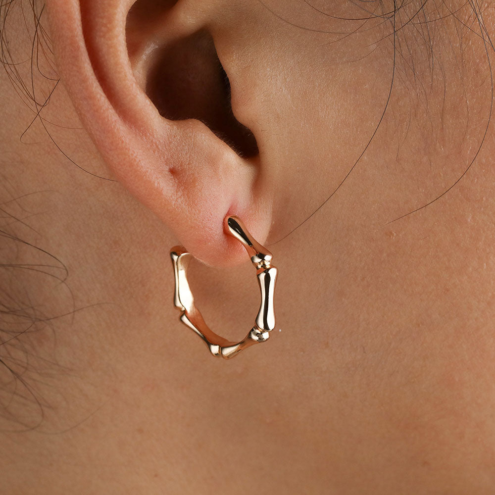 Bamboo Half Hoop Earrings sterling silver gold plated