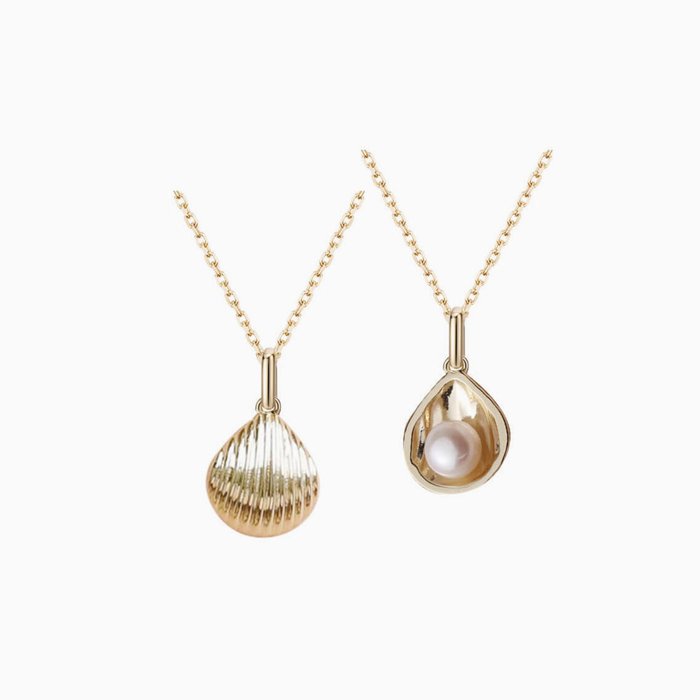 Natural Pearl Gold Shell Pendant Necklace