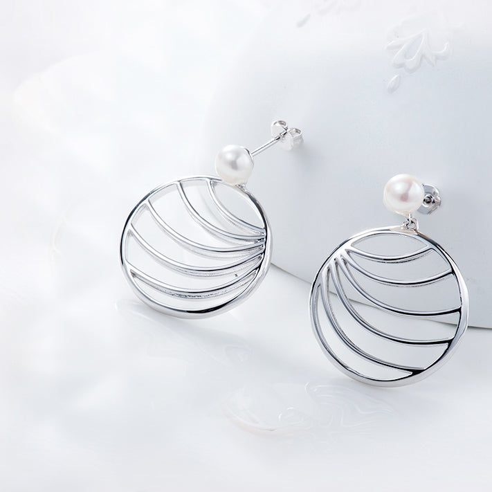 palm leaf drop earrings silver