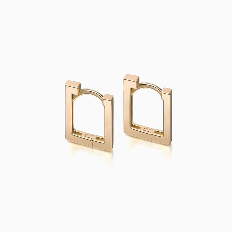 Long Square Hoop Earrings gold