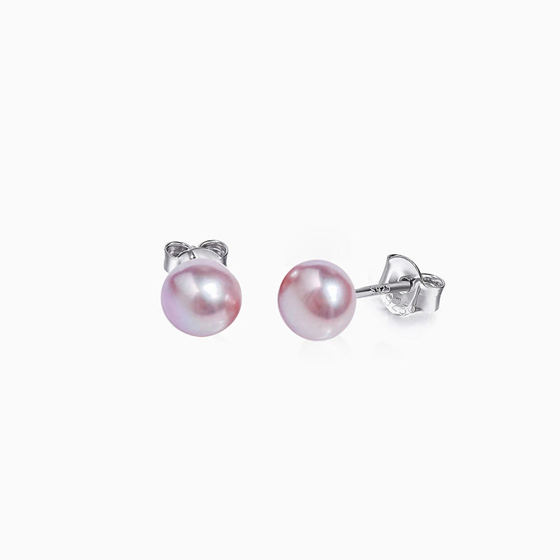 Purple Pearl Stud Earrings stering silver