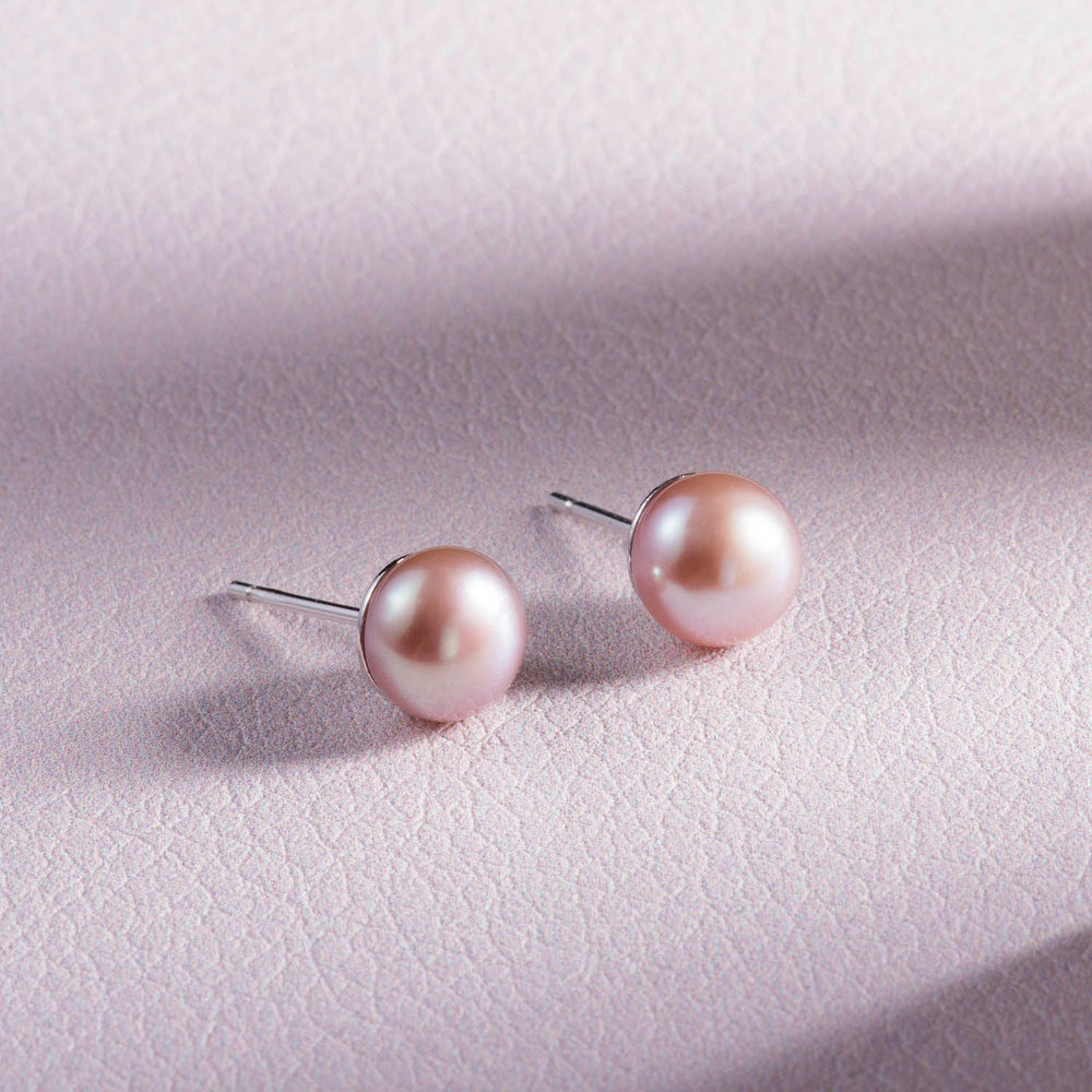 Purple Pearl Studs dainty Earrings gift idea